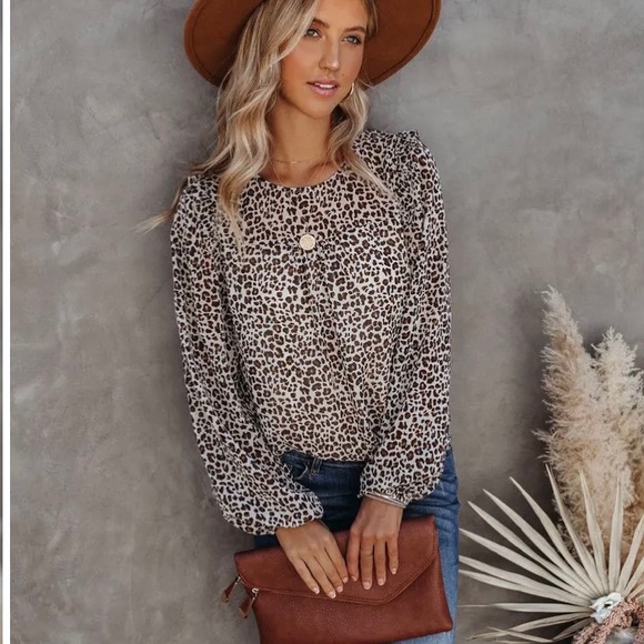 Vici Tops - VICI Reform Babydoll Leopard Blouse